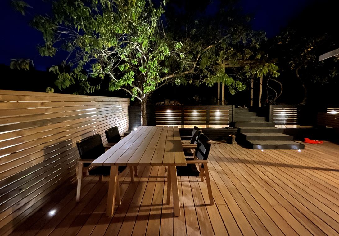 Deck and dining at dusk